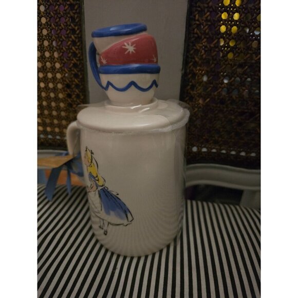 NWT Rae Dunn Disney Alice in Wonderland Mad Tea Party Topper Mug - Picture 7 of 9